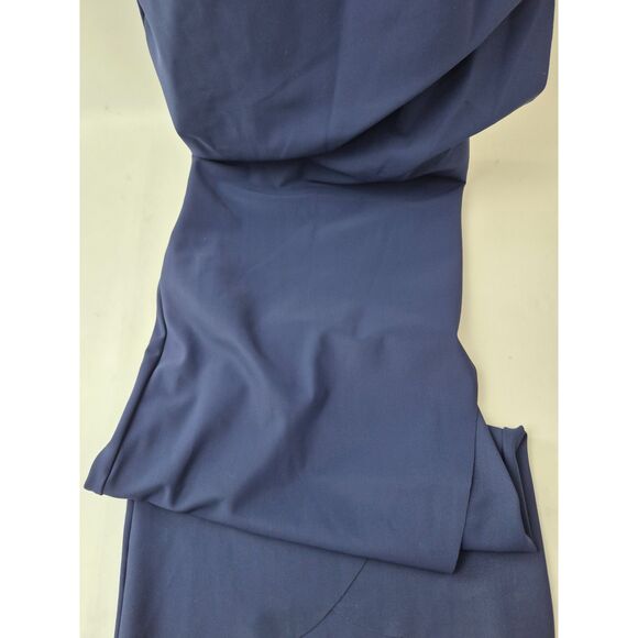 Chiara Boni La Petite Robe Blue Notte Zalfa Ruched Faux Wrap Dress Size 42/ 6 US - Picture 7 of 9